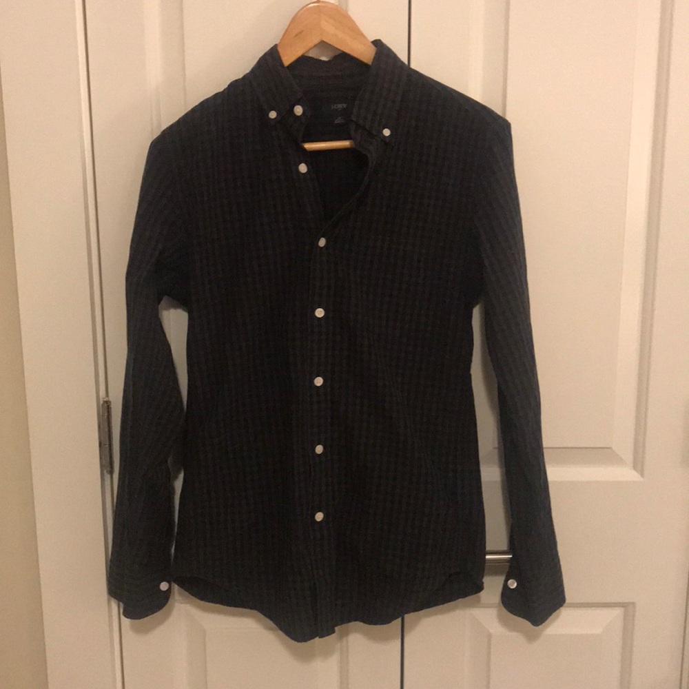 J. Crew black and charcoal gingham button down.